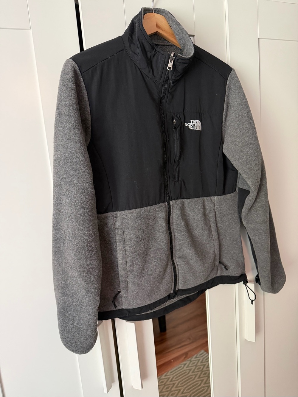 The North Face Women's Gray Fleece Jacket with Black Logo Patch